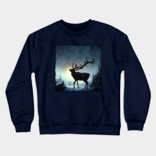 Winter Reindeer - Fantasy - Christmas snow scene Crewneck Sweatshirt